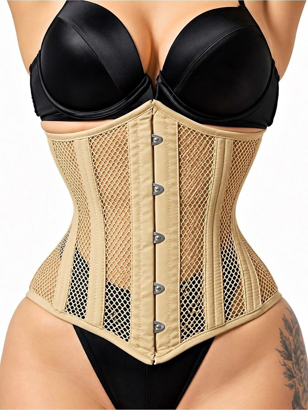 Corsets Island Beige Mesh Underbust Waist Training Corset Lace Up 4XL 28